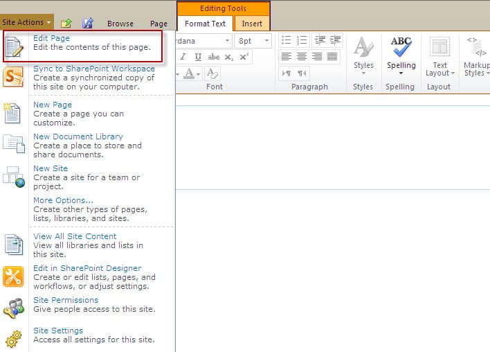SharePoint 2010 Edit Page SharePoint 2010 Edit Page