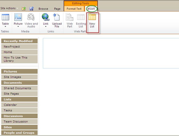 Insert New List SharePoint 2010 Insert New List SharePoint 2010