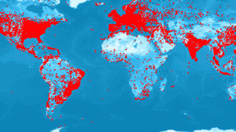world map google plus users
