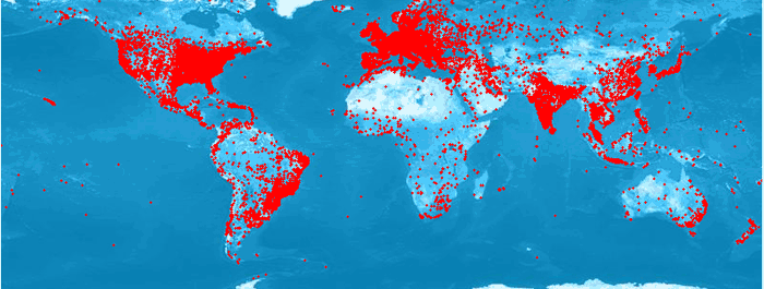 world map google plus users