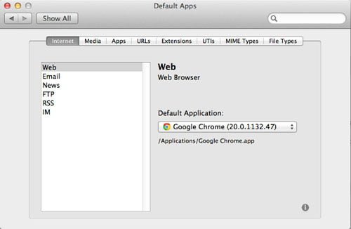 setting default app mac