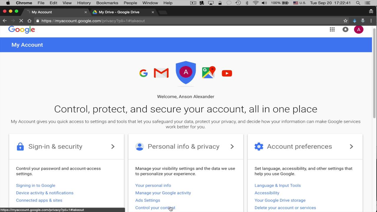 how to access google drive under another account