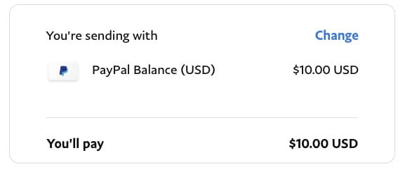 Sending money in PayPal without fees