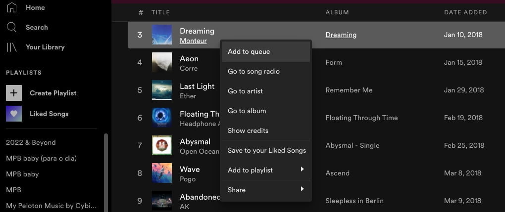 Add Song to Queue in Spotify