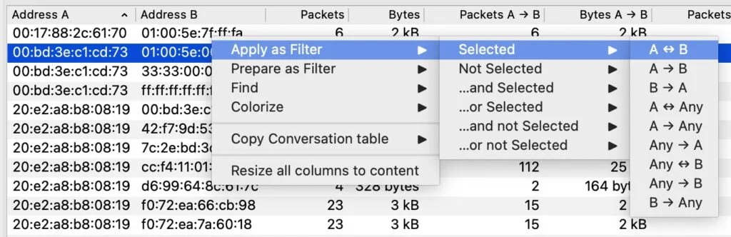 Wireshark tutorial for beginners: right-click an IP and apply as filter from Conversations view
