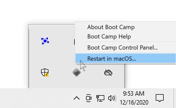restart mac for bootcamp