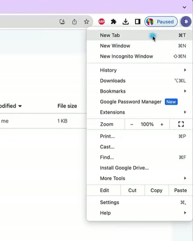 Chrome menu with New Incognito Window visible.