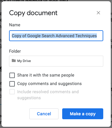 Copying File Google Docs