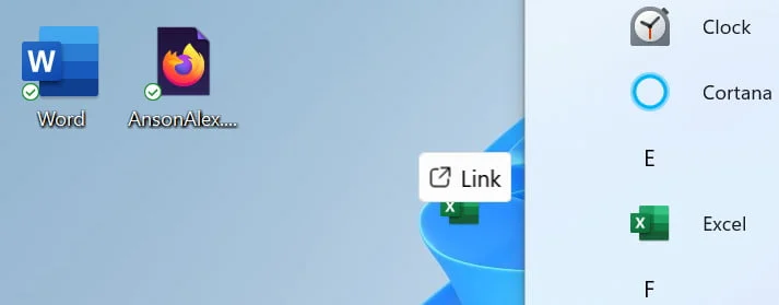 Dragging App to Desktop Shortcut Windows 11