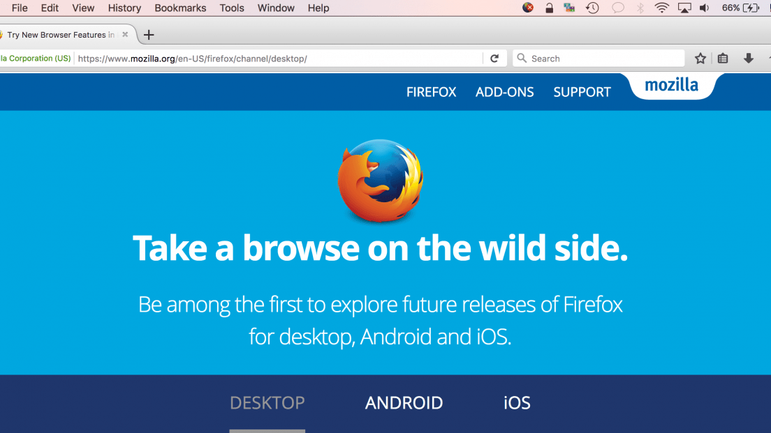 Nightly build of Firefox. Firefox nightly