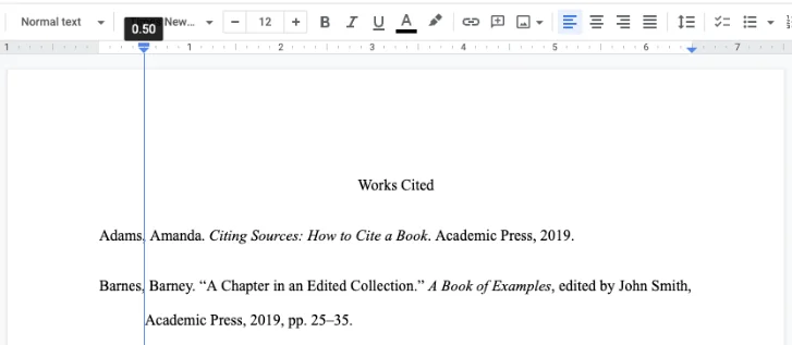 Indenting with Rulers in Google Docs