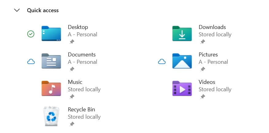 Recycle Bin in Quick Access