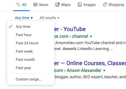 Filter Searches by Time