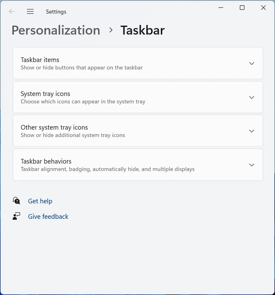 Windows 11 Taskbar Settings