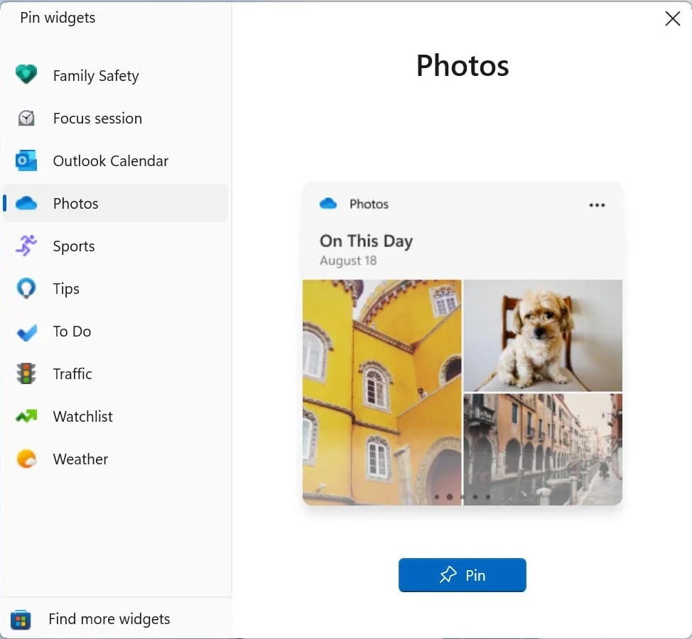Windows 11 Widget Options