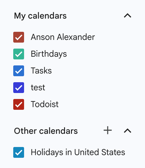 Multiple calendars with colors in Google Calendar