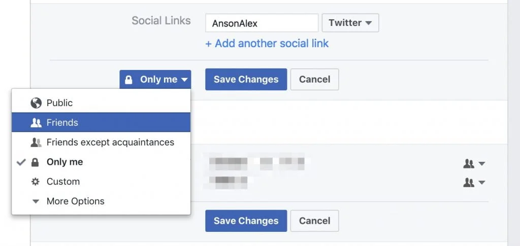 Hide Personal Information Facebook
