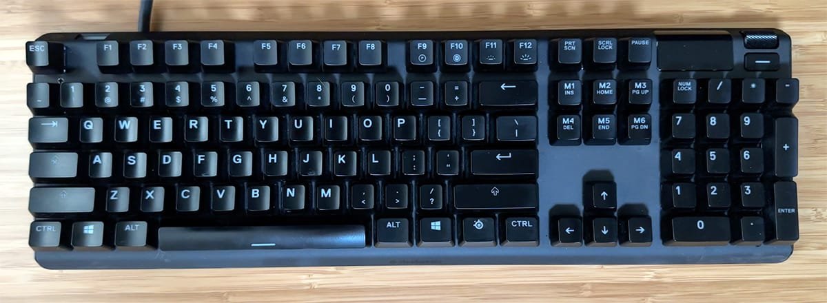 Before photo of a keyboard showing the key layout and condition prior to cleaning