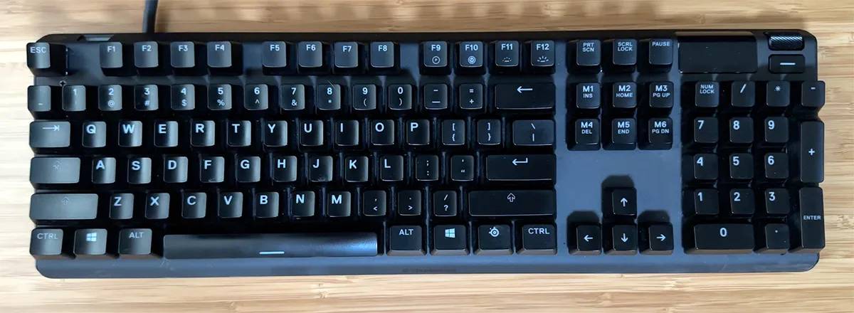 Before photo of a keyboard showing the key layout and condition prior to cleaning