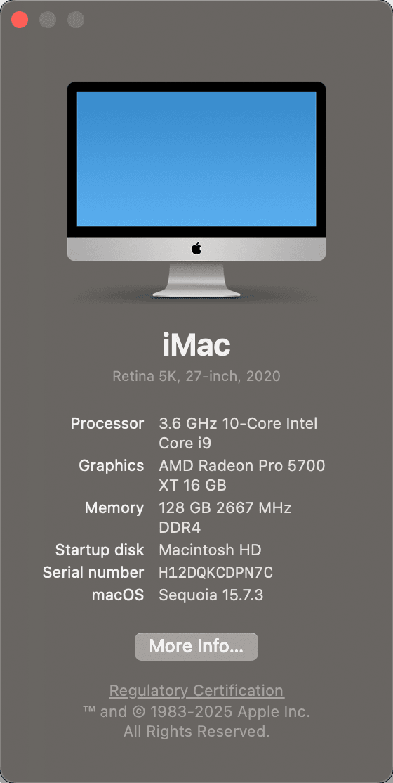 About This Mac window showing the current macOS version number on a Mac