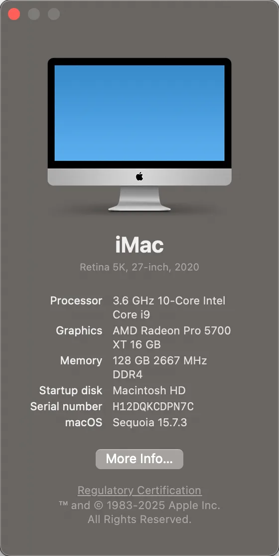 About This Mac window showing the current macOS version number on a Mac