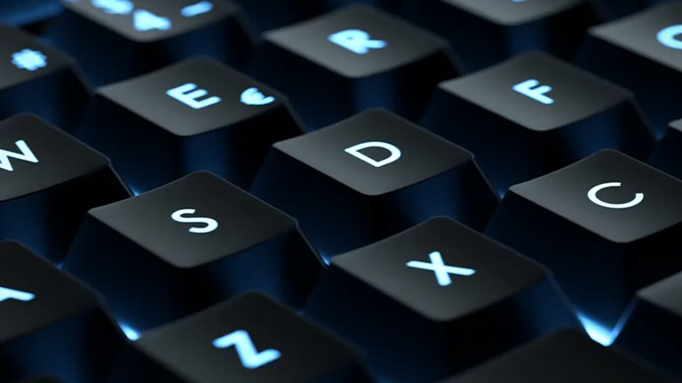A backlit keyboard ready for touch typing practice