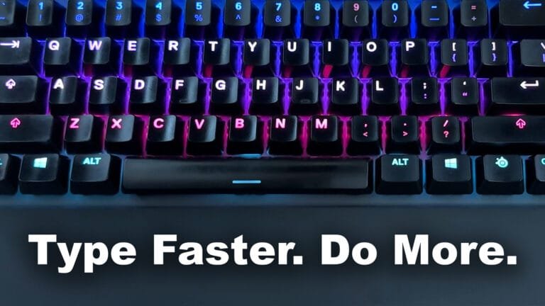 A backlit keyboard ready for touch typing practice