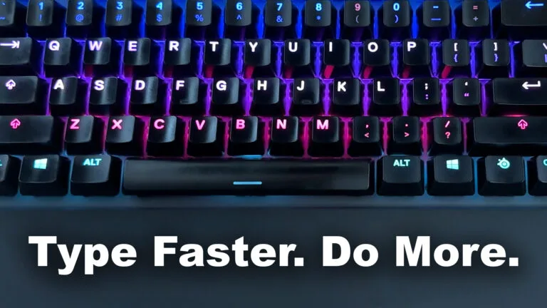 A backlit keyboard ready for touch typing practice